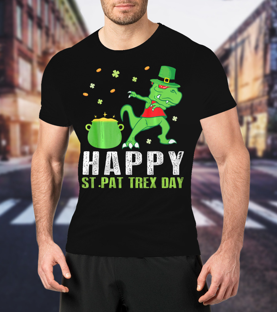 Hap St. Pat T-Rex Day Dinosaur Leprechaun Dab Spot Of Gold T-Shirt