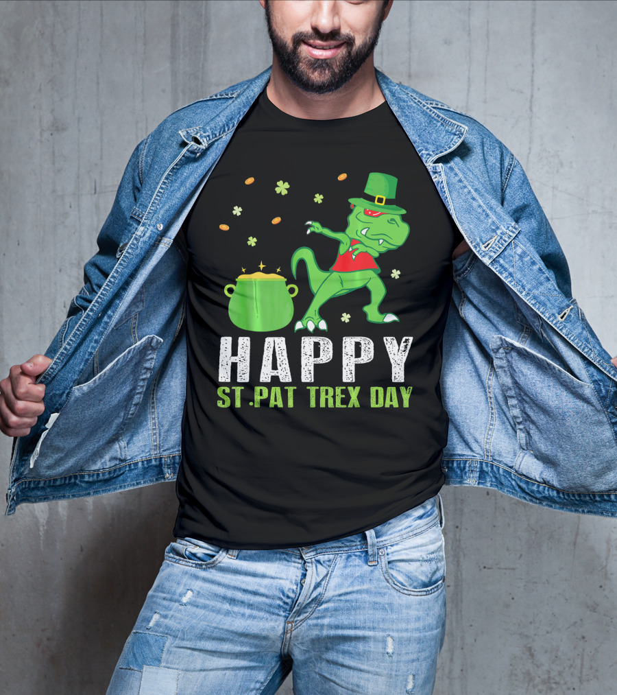 Hap St. Pat T-Rex Day Dinosaur Leprechaun Dab Spot Of Gold T-Shirt