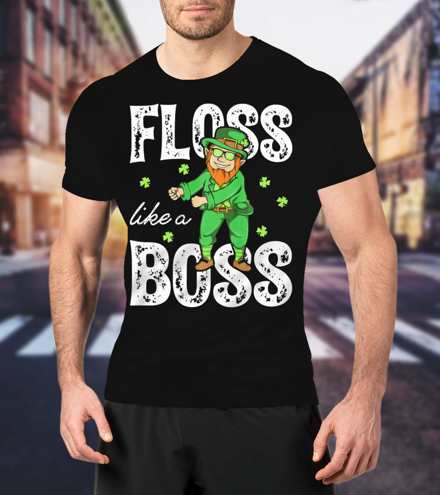 Floss Like A Boss Leprechaun Shamrock Irish T-Shirt