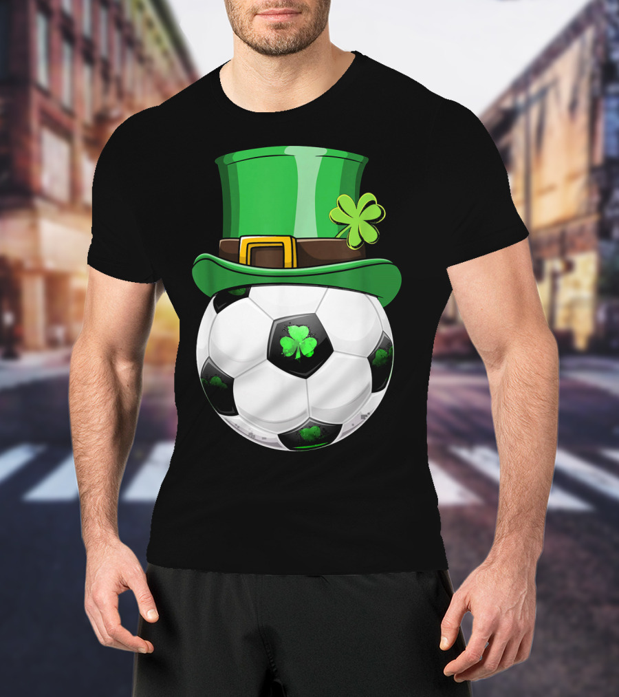 Leprechaun Soccer Funny St. Patrick's Day Hat With Shamrock Soccer Ball T-Shirt
