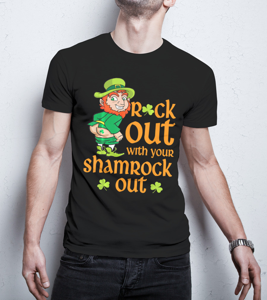 St Patricks Day Rock Out With Your Shamrock Out T-Shirt