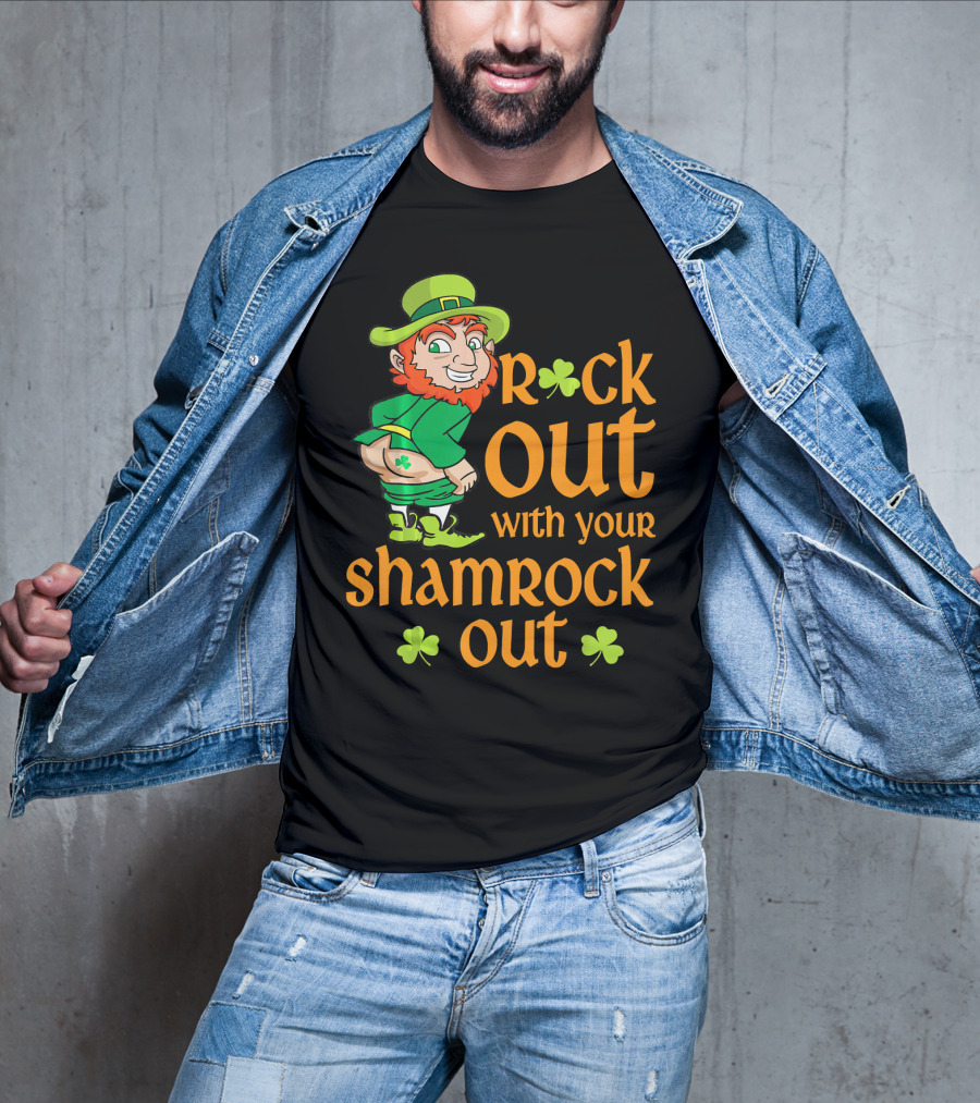 St Patricks Day Rock Out With Your Shamrock Out T-Shirt