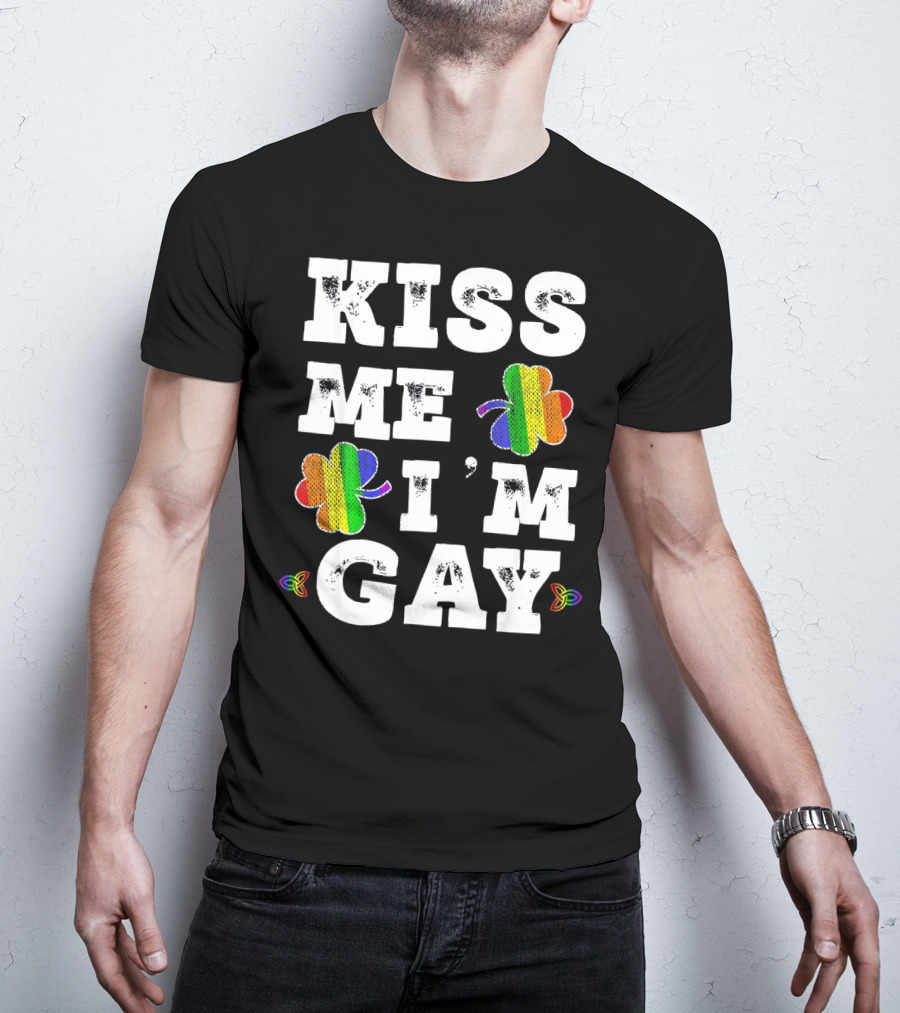 Kiss Me I'm Gay Rainbow Shamrock St. Patrick's Day T-Shirt