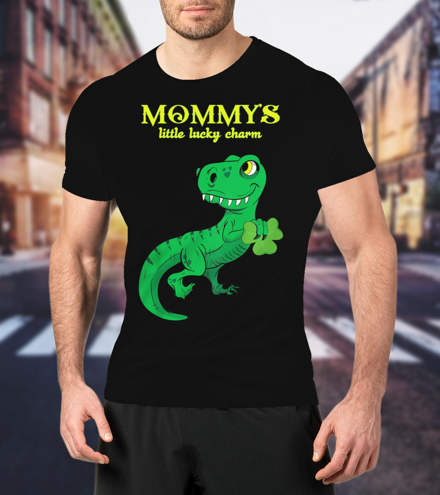 Mommy's Little Lucky Charm Dinosaur Kids St Patrick's Day T-Shirt