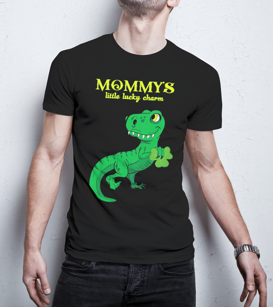 Mommy's Little Lucky Charm Dinosaur Kids St Patrick's Day T-Shirt