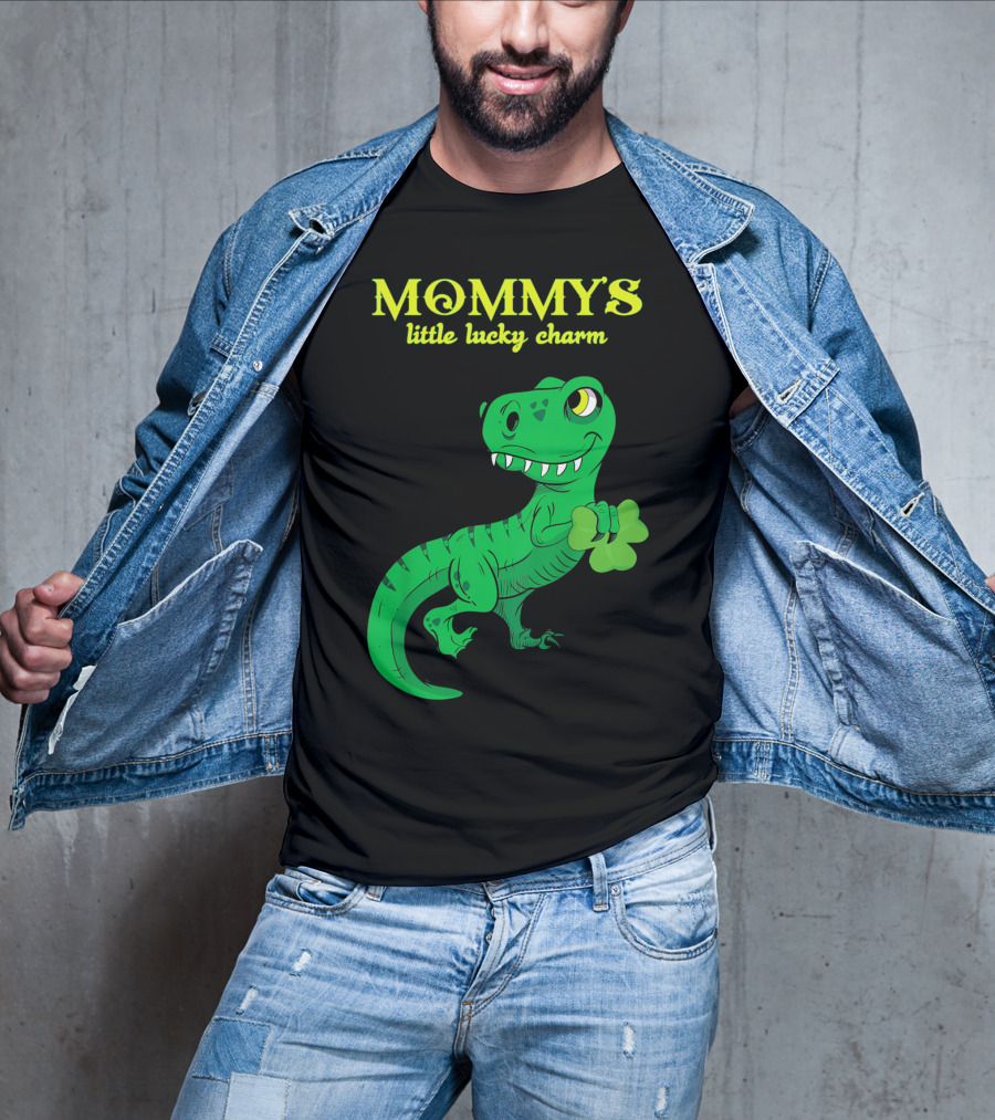 Mommy's Little Lucky Charm Dinosaur Kids St Patrick's Day T-Shirt