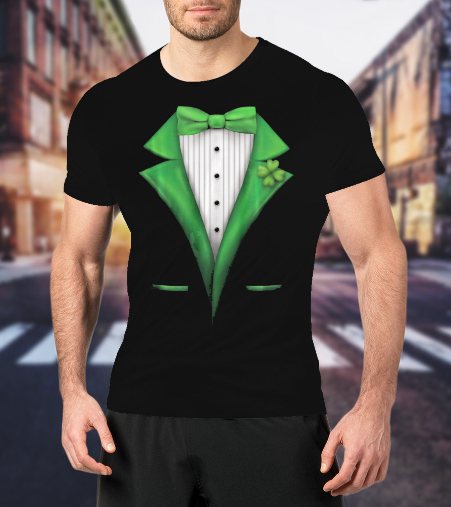 St. Patricks Day Clover Green Tuxedo Bow Tie Classic T-Shirt