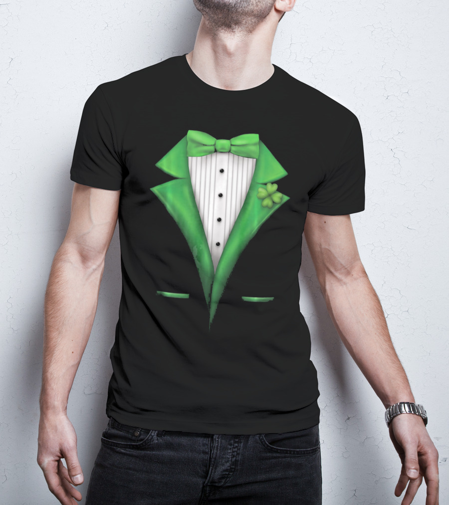 St. Patricks Day Clover Green Tuxedo Bow Tie Classic T-Shirt