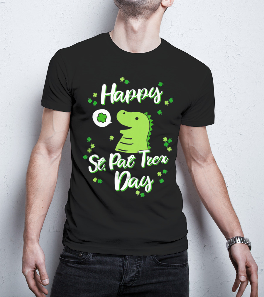Happy St. Pat Trex Day With Dinosaur And Shamrocks T-Shirt