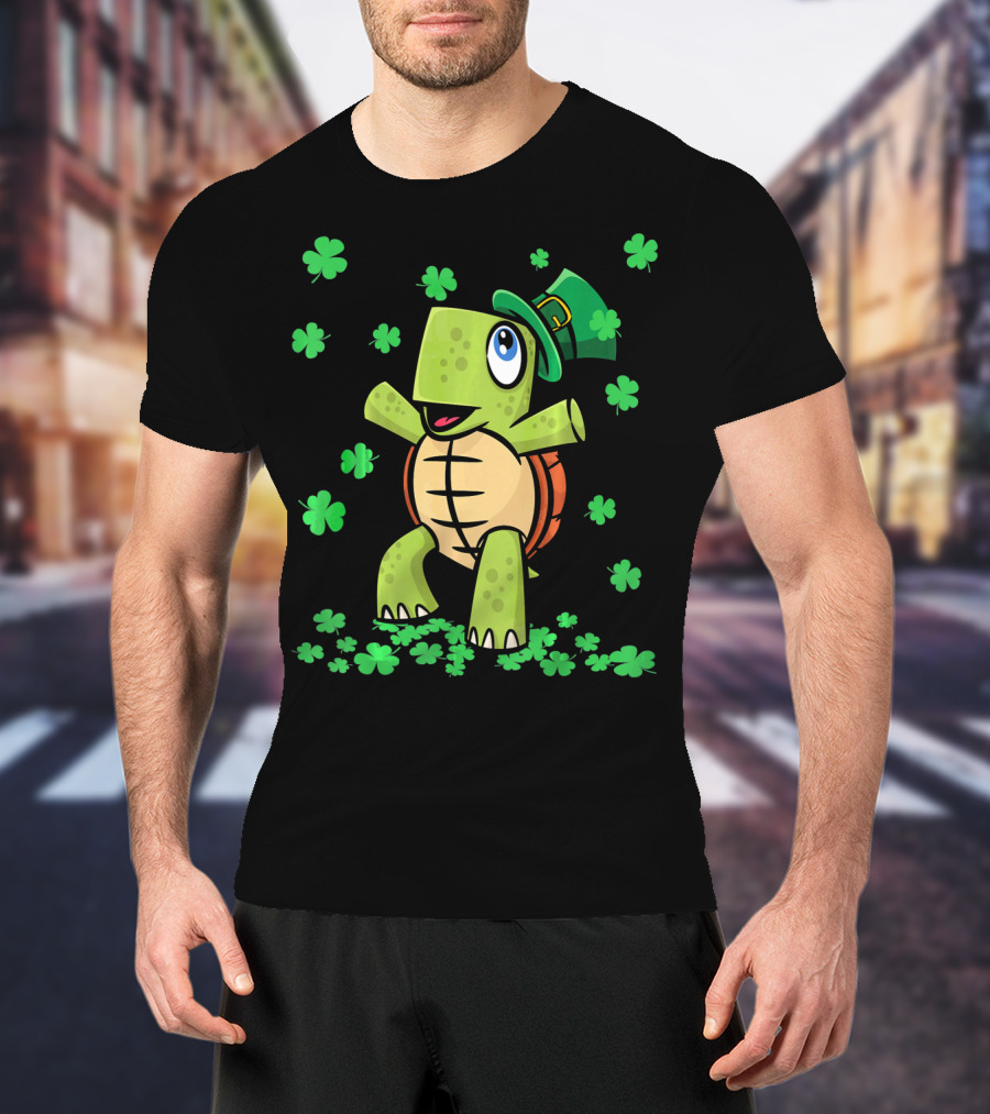 St Patricks Day Irish American Turtle Leprechaun Shamrock T-Shirt