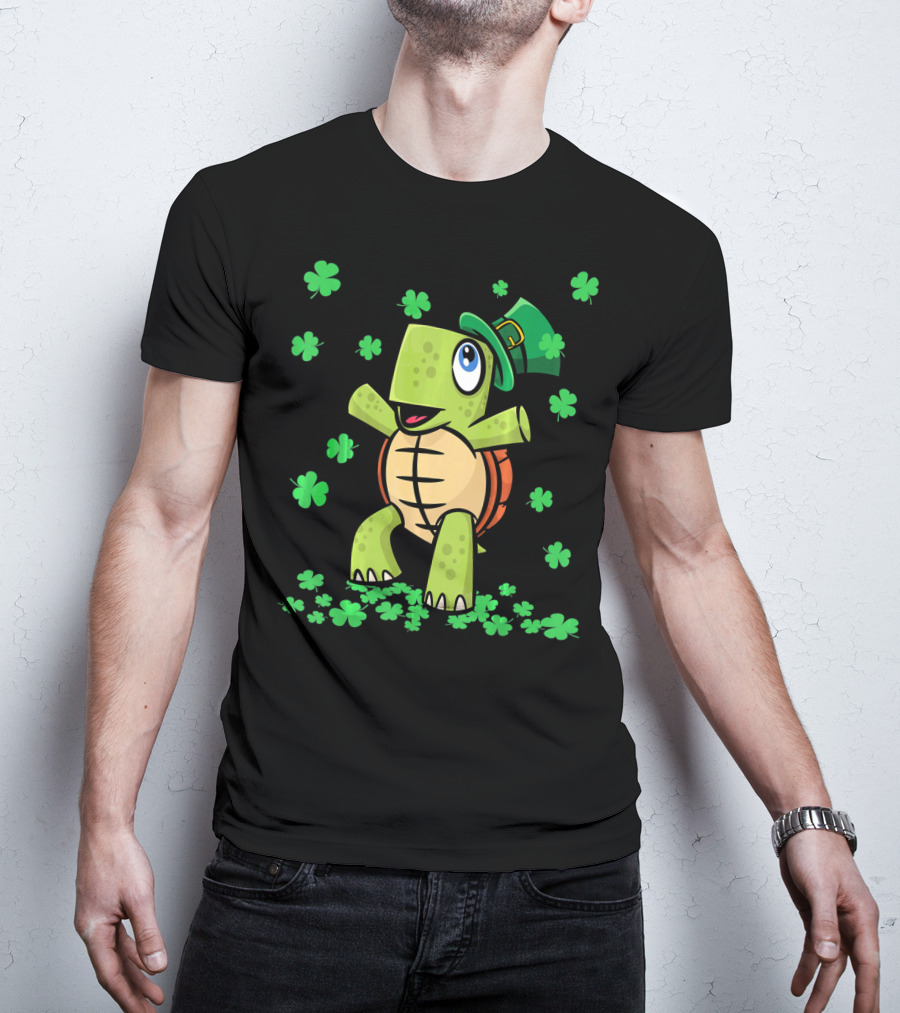 St Patricks Day Irish American Turtle Leprechaun Shamrock T-Shirt