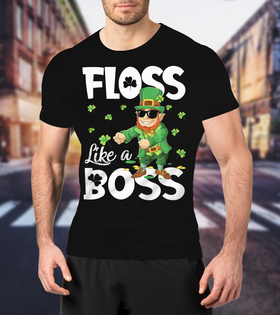 Floss Like A Boss Dancing Leprechaun With Shamrocks T-Shirt