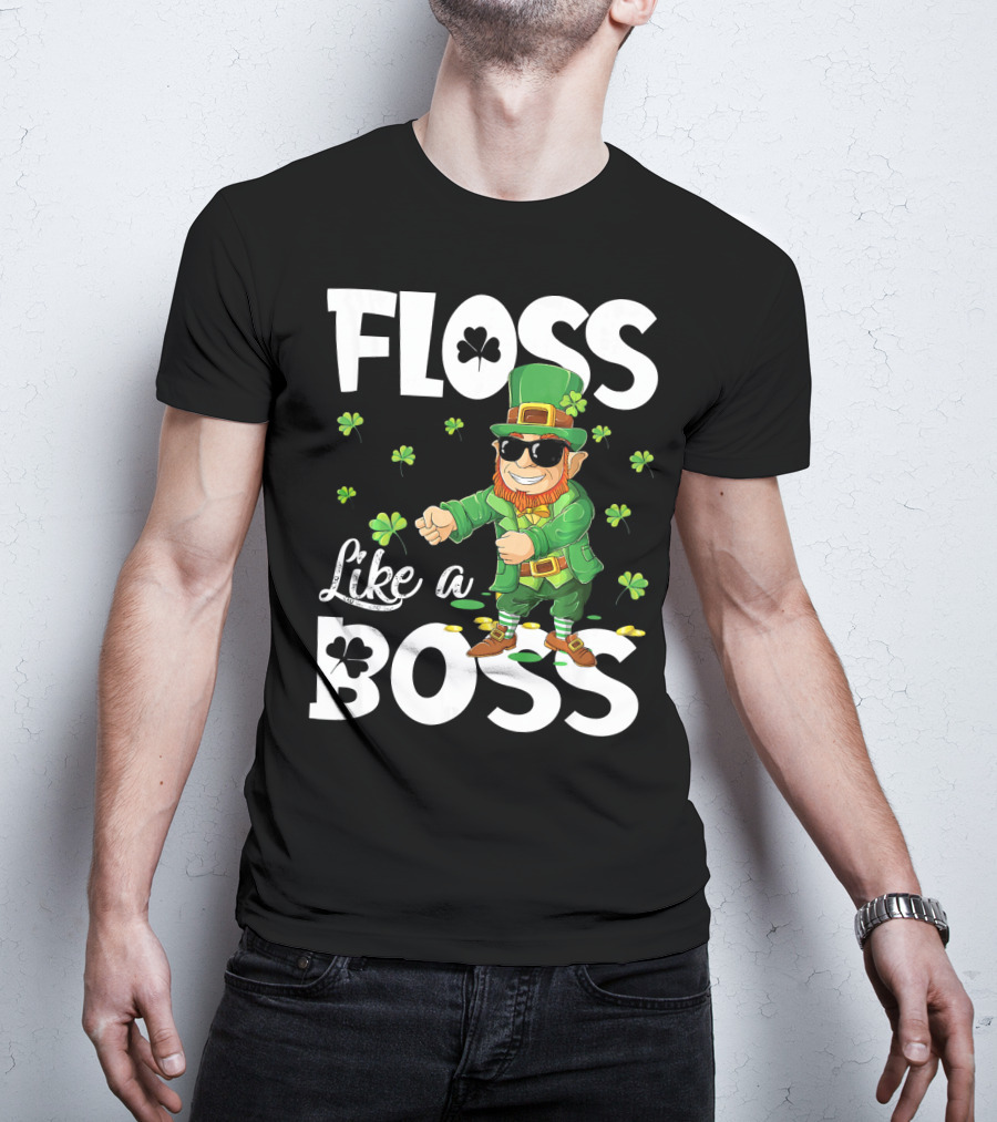 Floss Like A Boss Dancing Leprechaun With Shamrocks T-Shirt