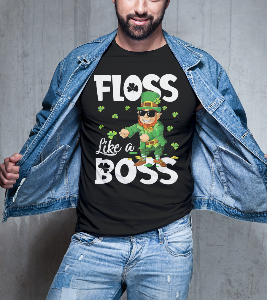 Floss Like A Boss Dancing Leprechaun With Shamrocks T-Shirt