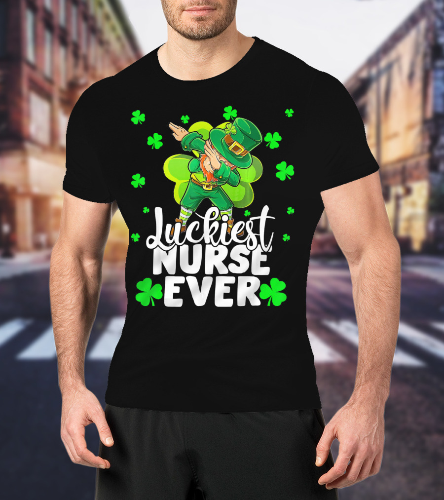 Luckiest Nurse Ever Leprechaun Dab St Patrick's Day Shamrock T-Shirt