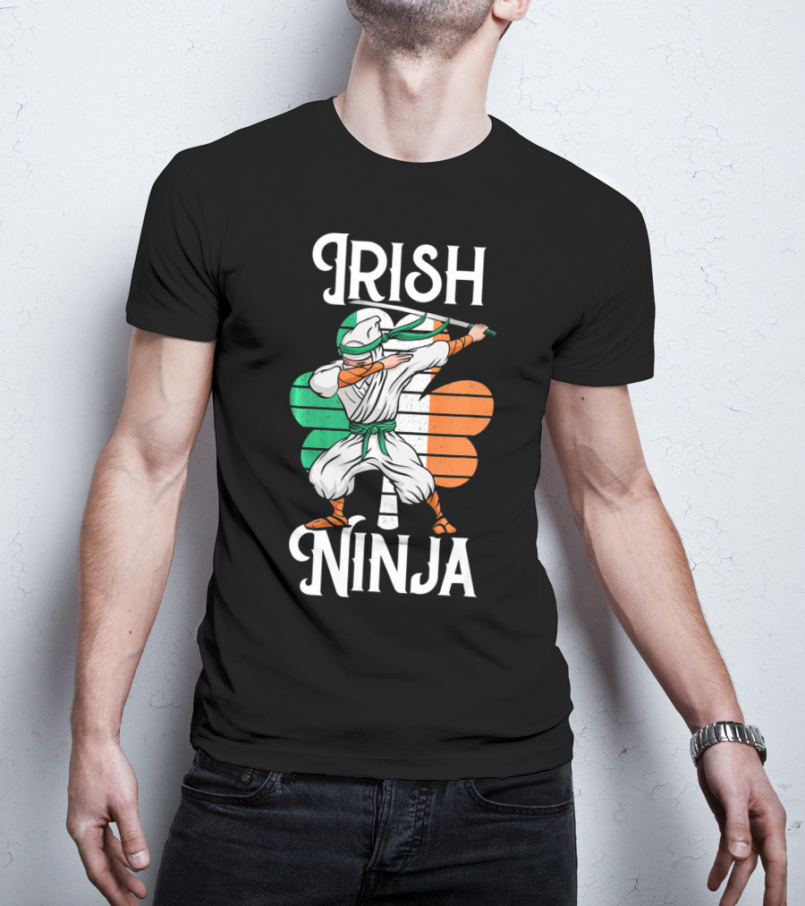 Irish Ninja Clover Martial Arts Pose T-Shirt