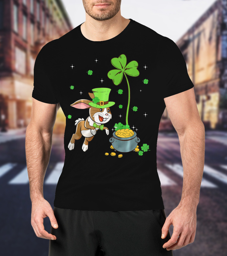 Shamrock Leprechaun Hare Lucky Clover Treasure T-Shirt