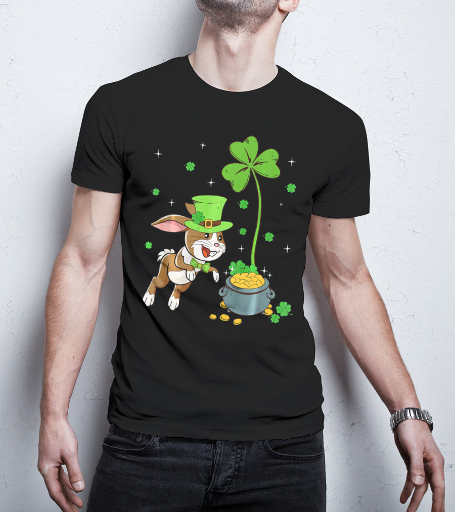 Shamrock Leprechaun Hare Lucky Clover Treasure T-Shirt