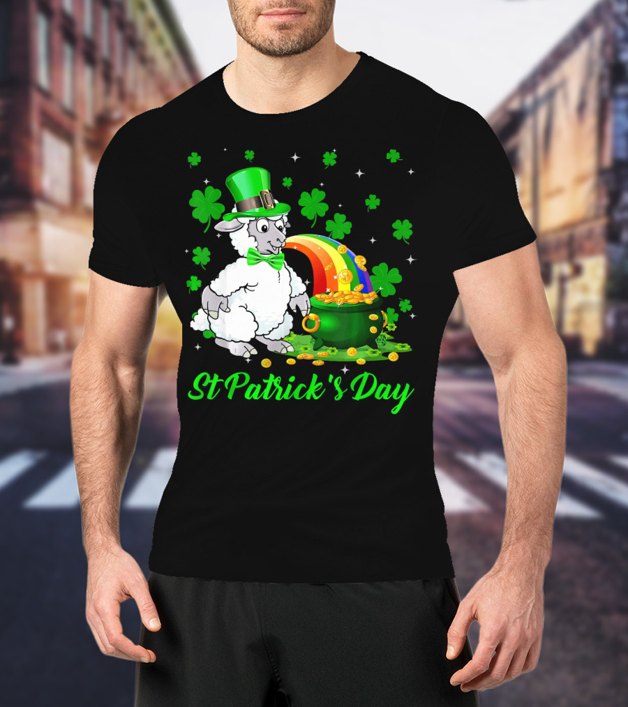 St Patrick's Day Leprechaun Sheep Shamrock Rainbow Pot Of Gold T-Shirt