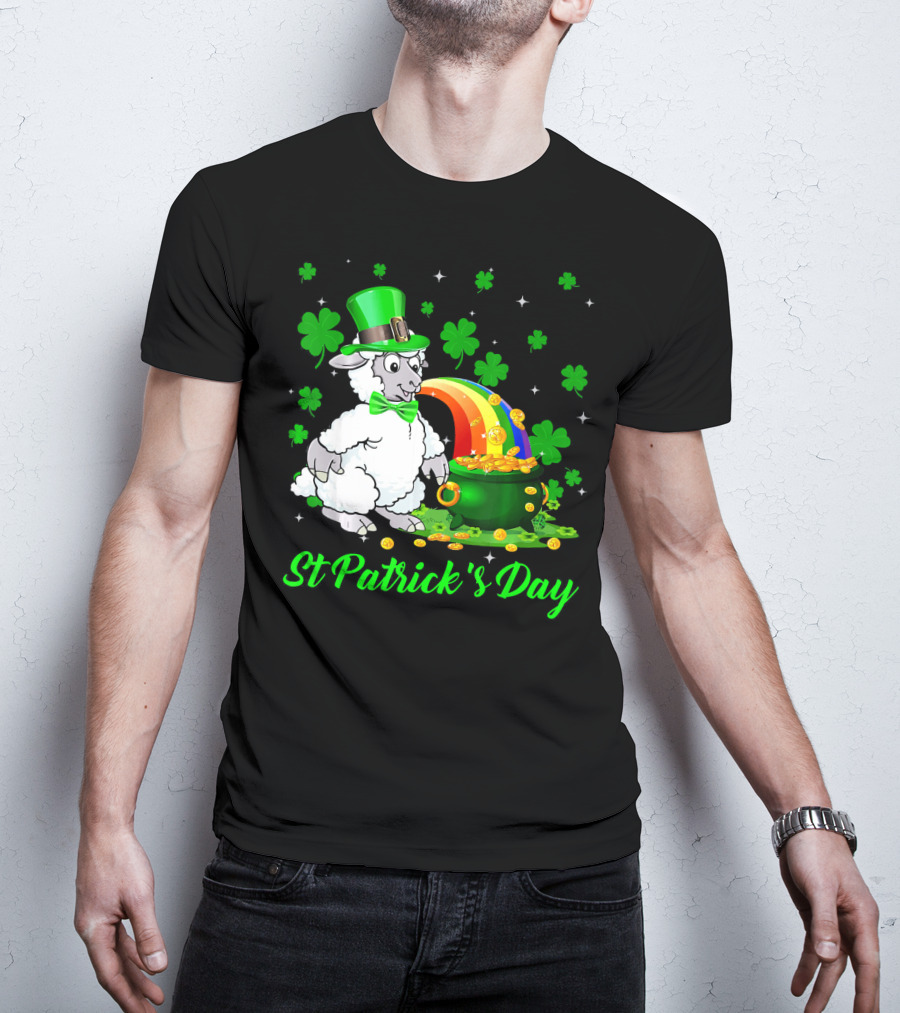 St Patrick's Day Leprechaun Sheep Shamrock Rainbow Pot Of Gold T-Shirt