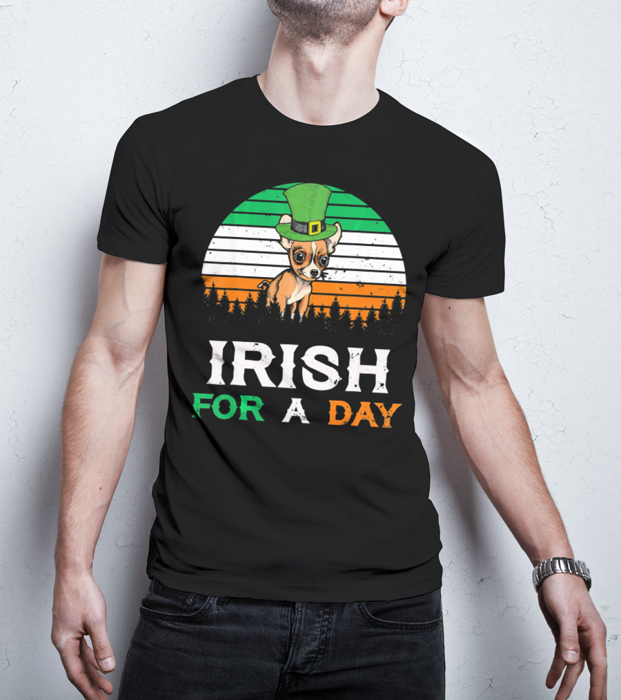 Irish For A Day Retro Vintage Chihuahua St. Patrick's Hat T-Shirt