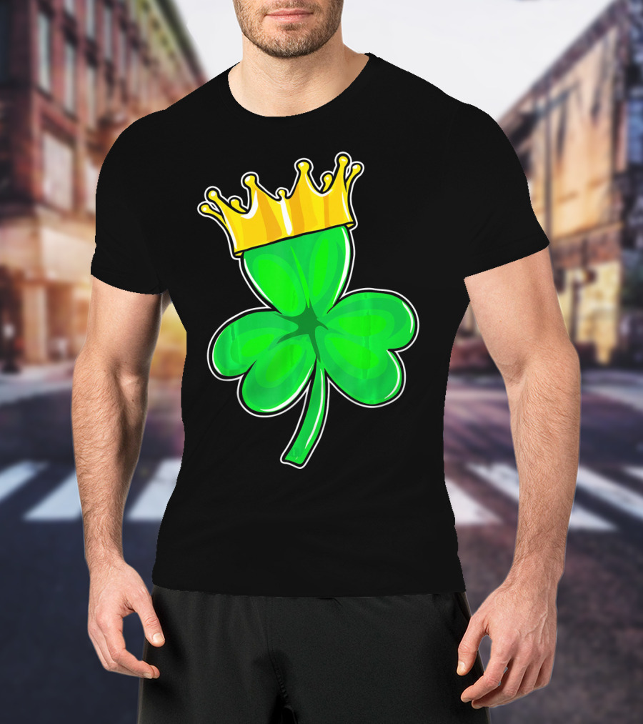 Four Leaf Clover King With Crown Of Luck T-Shirt