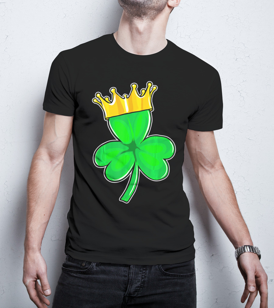 Four Leaf Clover King With Crown Of Luck T-Shirt