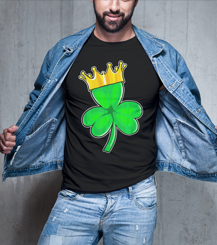 Four Leaf Clover King With Crown Of Luck T-Shirt