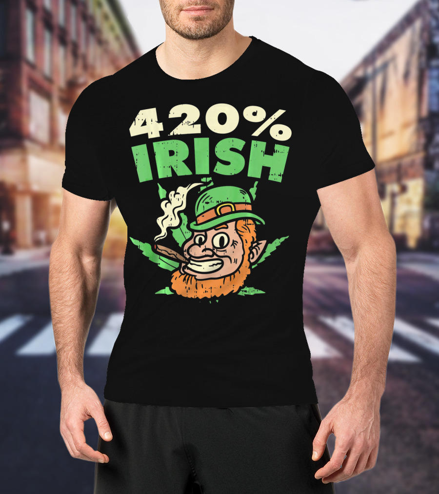 Funny St Patricks Day 420% Irish Weed Smoking Leprechaun T-Shirt