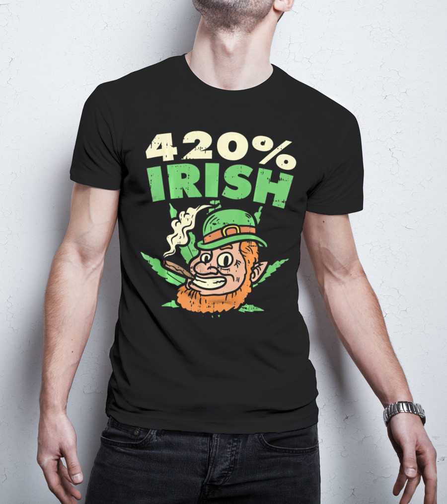 Funny St Patricks Day 420% Irish Weed Smoking Leprechaun T-Shirt