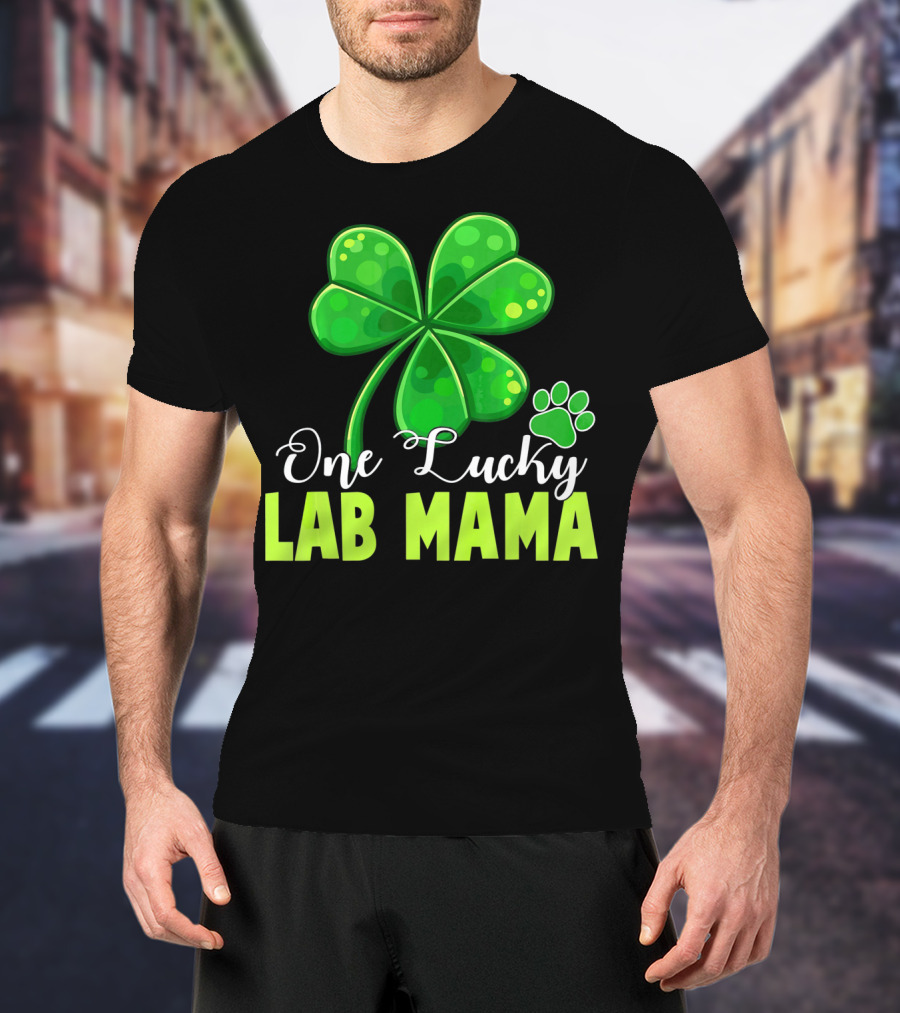 One Lucky Lab Mama Shamrock Paw Prints T-Shirt