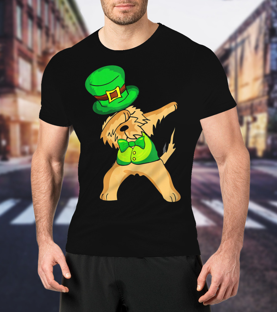 Dabbing Leprechaun Kids Irish Terrier St. Patrick's Day Dog Bow Tie T-Shirt