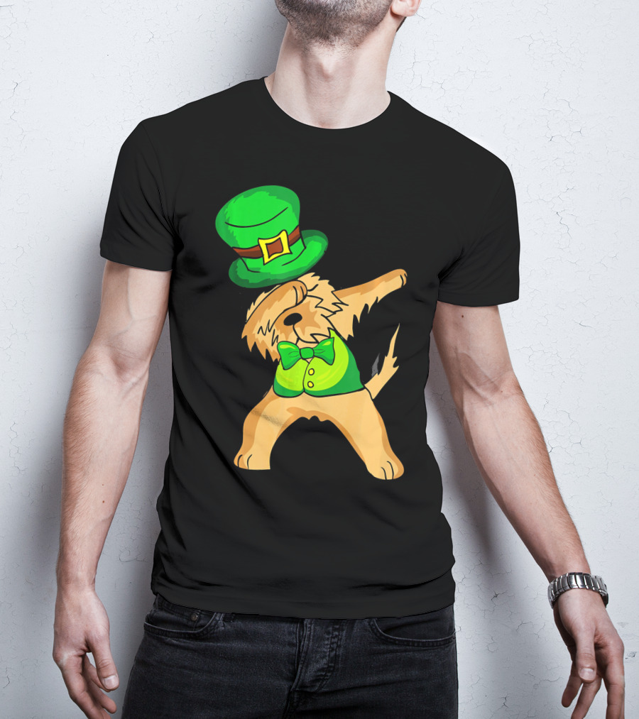 Dabbing Leprechaun Kids Irish Terrier St. Patrick's Day Dog Bow Tie T-Shirt