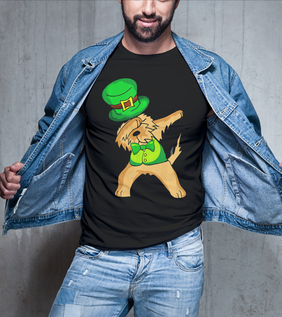 Dabbing Leprechaun Kids Irish Terrier St. Patrick's Day Dog Bow Tie T-Shirt