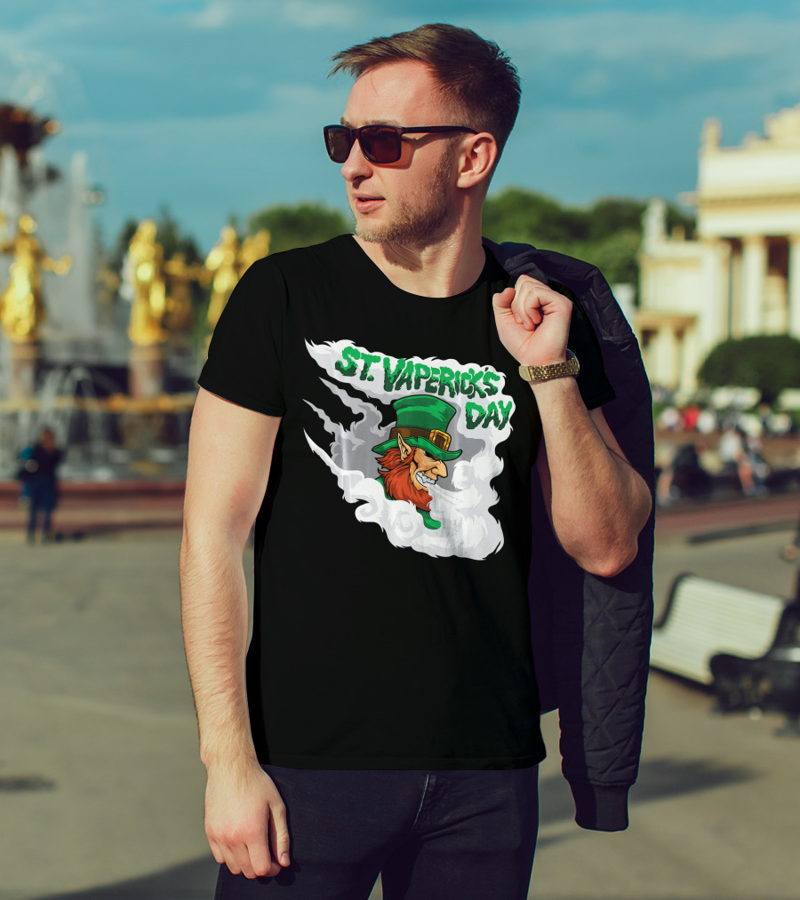 St. Vapericks Day With Vaping Leprechaun And Smoke Swirls T-Shirt