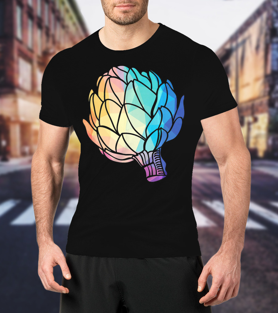 Low Poly Artichoke Vegetarian Rainbow Geometric T-Shirt