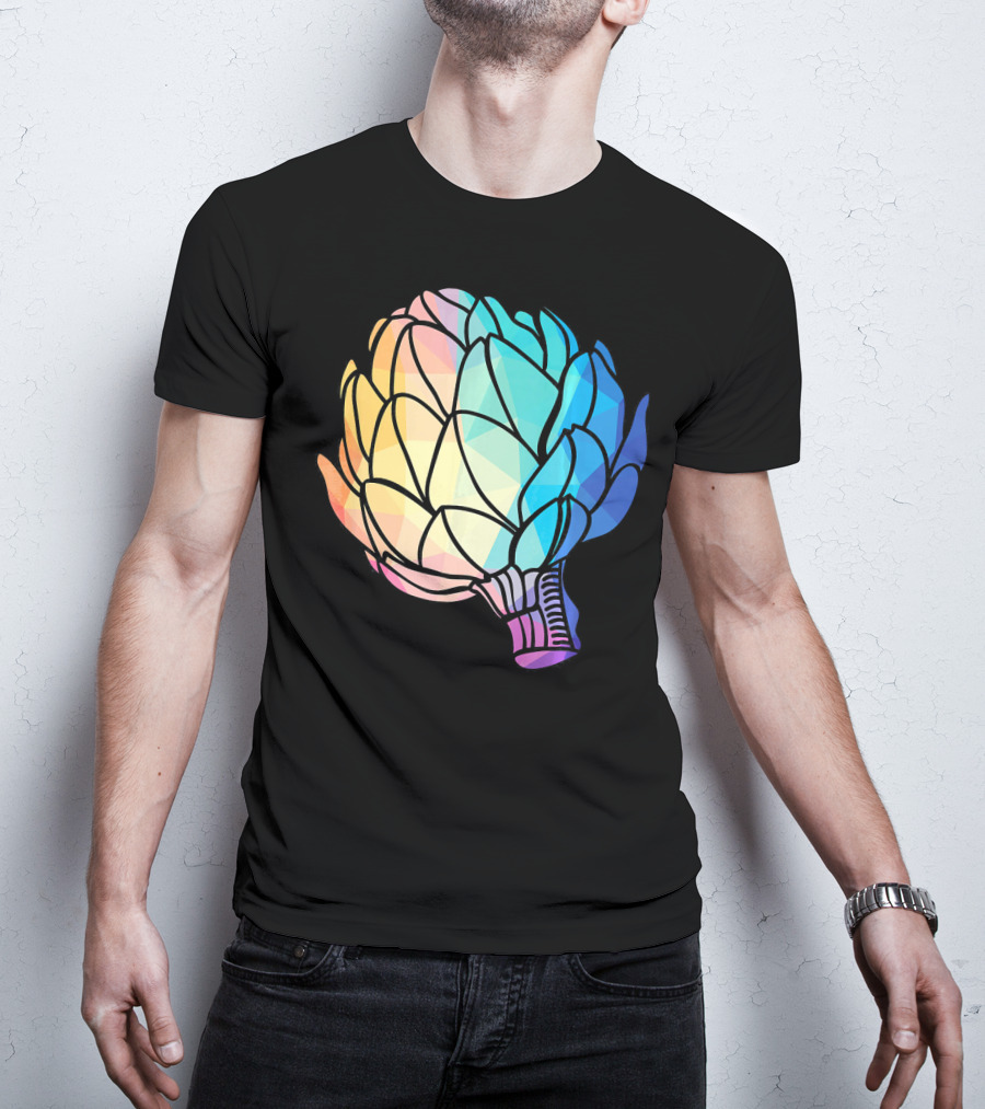Low Poly Artichoke Vegetarian Rainbow Geometric T-Shirt