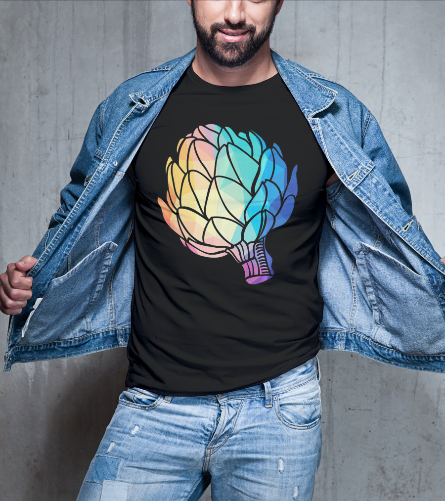 Low Poly Artichoke Vegetarian Rainbow Geometric T-Shirt
