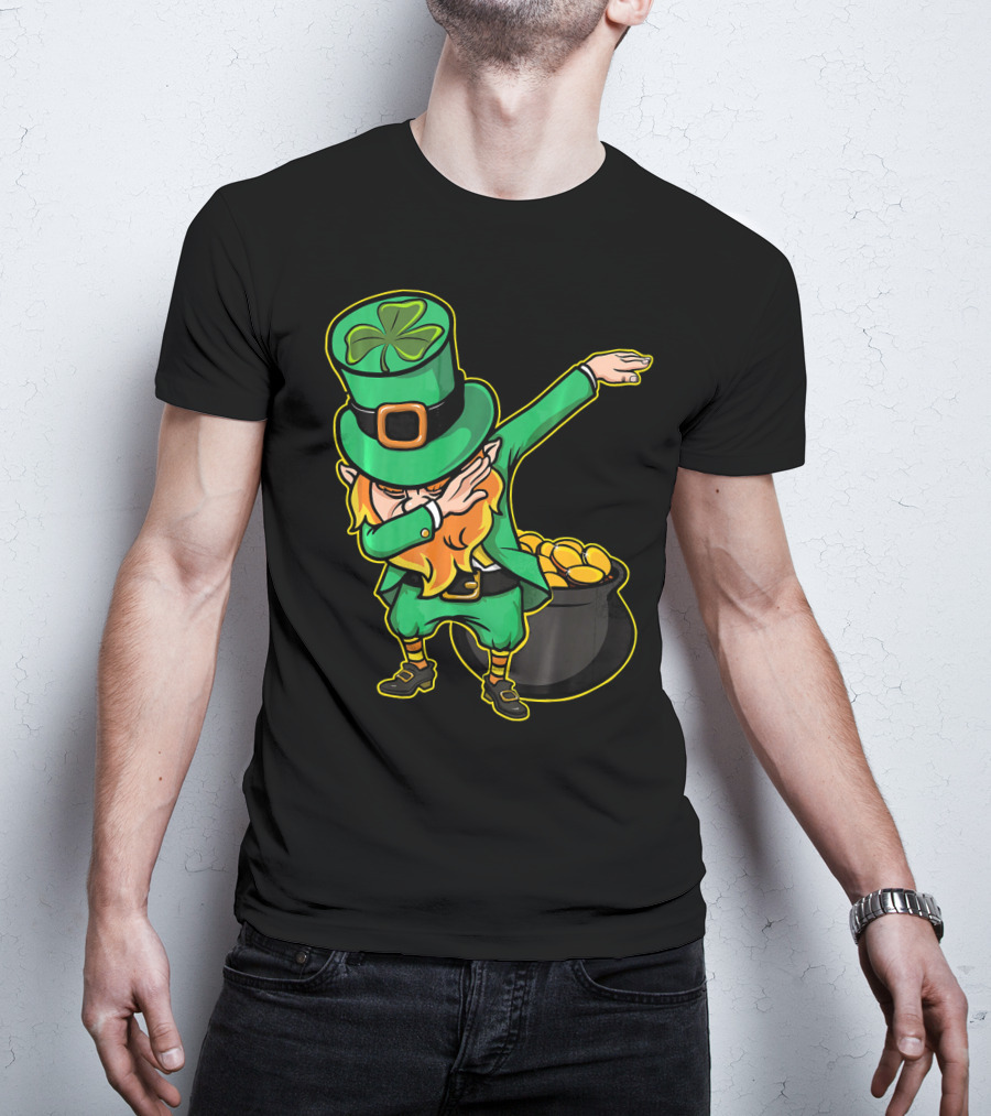 Dabbing Leprechaun Dabechaun Pot Of Gold T-Shirt