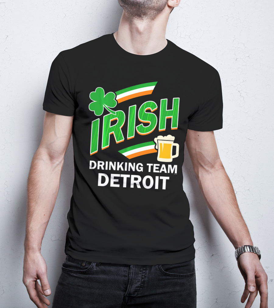 Detroit Irish Drinking Team St Patricks Clover Beer T-Shirt