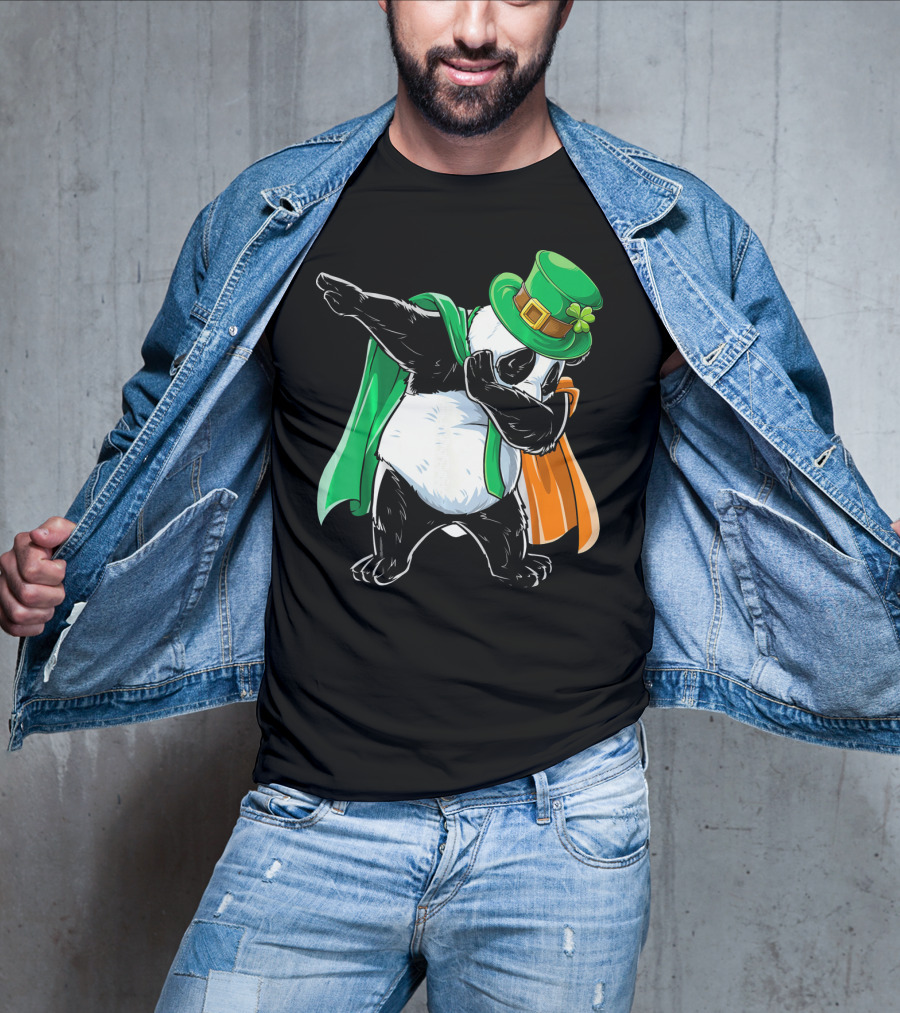 Dabbing Panda St Patricks Day Irish Flag Hat Shamrock T-Shirt