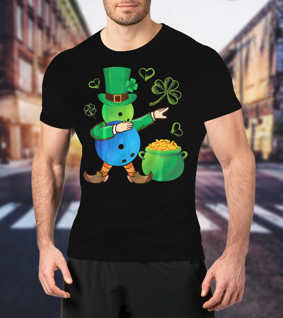 Pooling Leprechaun Dabbing With Gold Pot And Shamrocks T-Shirt