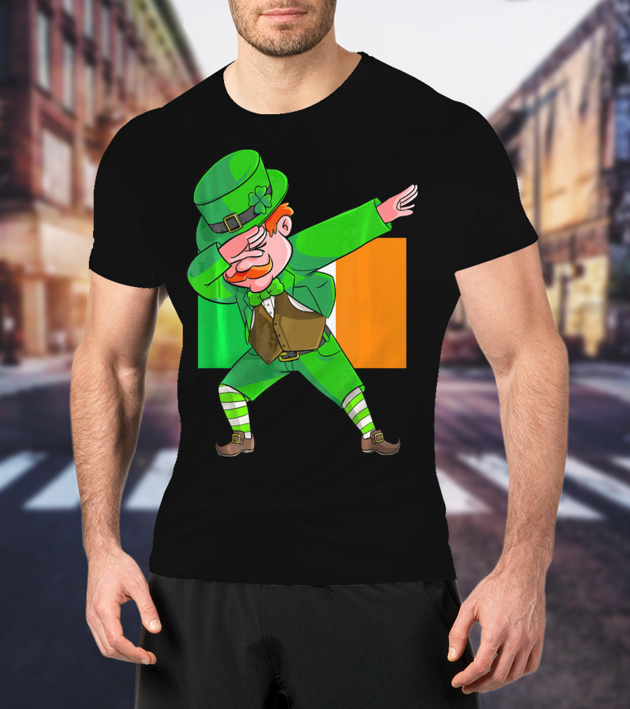 Dabbing Leprechaun Ireland Flag St. Patrick's Day Fun T-Shirt