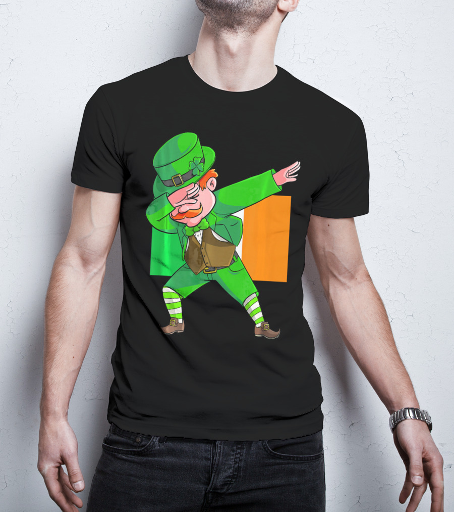 Dabbing Leprechaun Ireland Flag St. Patrick's Day Fun T-Shirt
