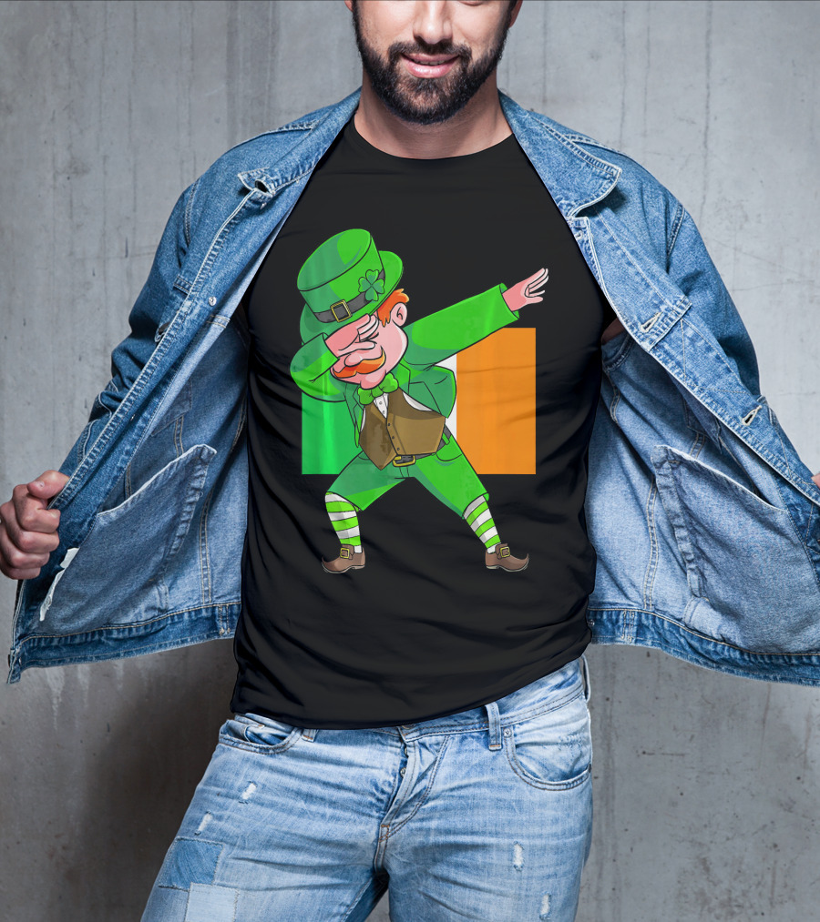 Dabbing Leprechaun Ireland Flag St. Patrick's Day Fun T-Shirt