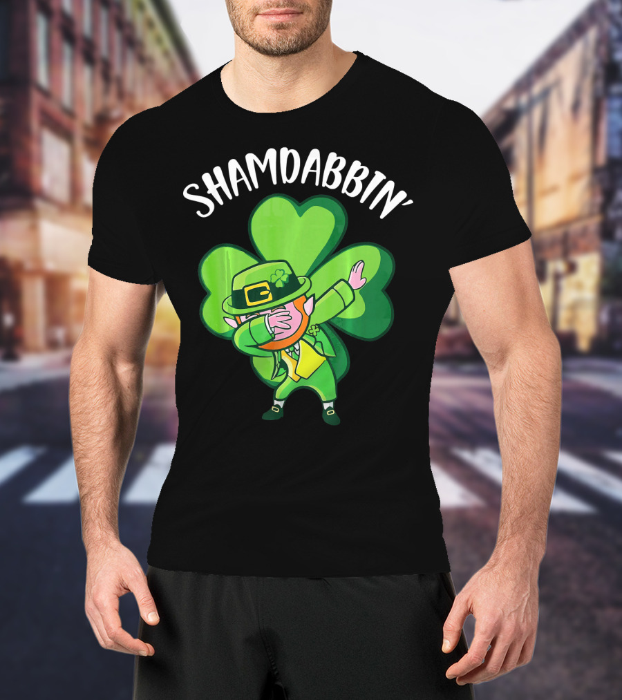 SHAMDABBIN' Leprechaun Dabbing With Big Shamrock T-Shirt