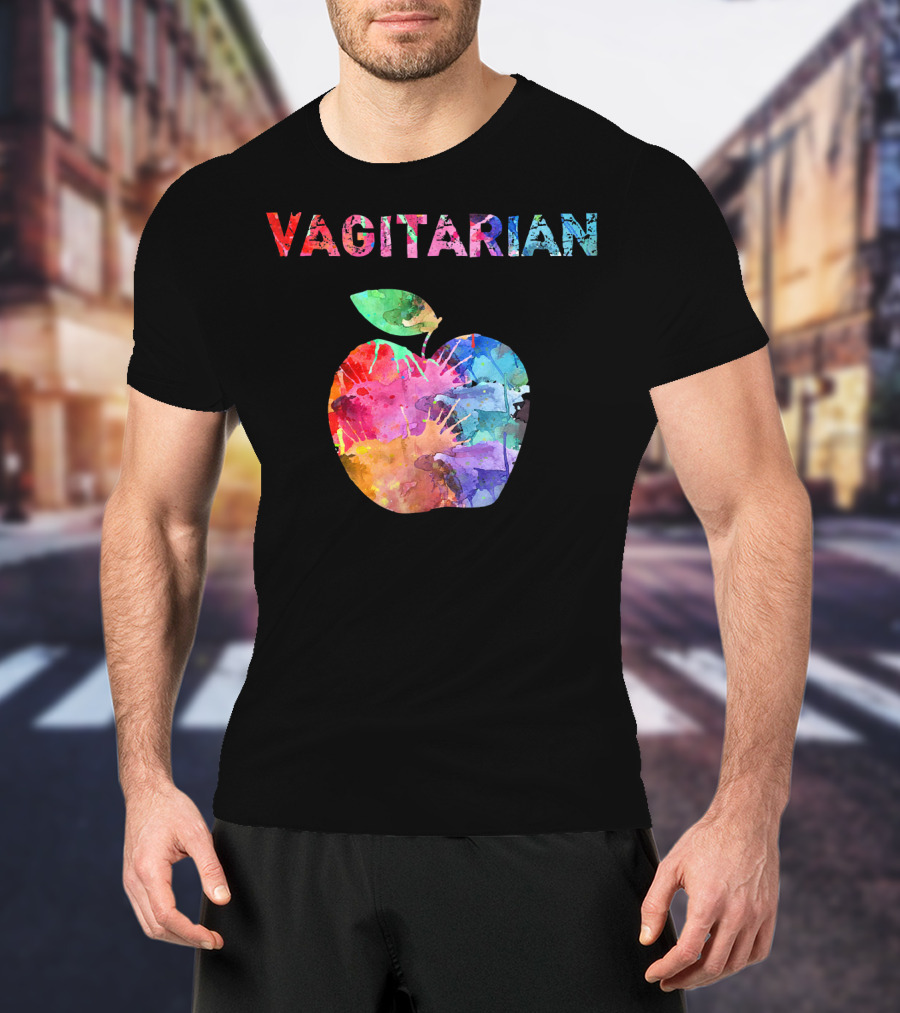 Vagitarian Watercolor Apple Vegetarian Funny T-Shirt