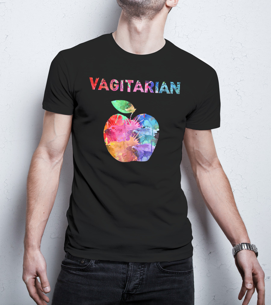 Vagitarian Watercolor Apple Vegetarian Funny T-Shirt
