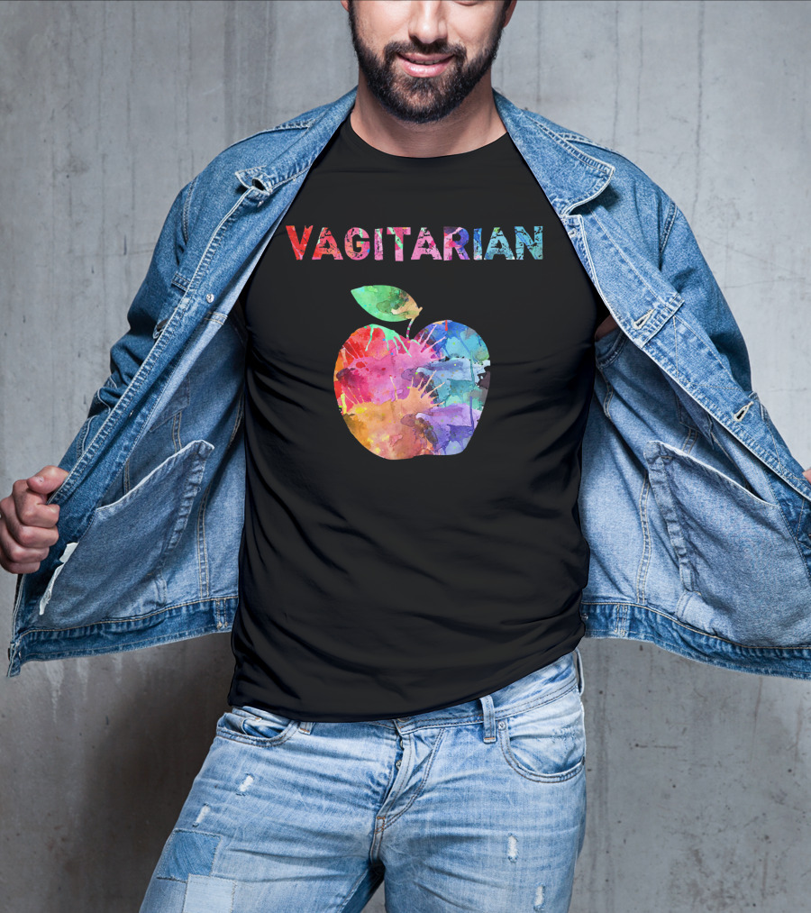 Vagitarian Watercolor Apple Vegetarian Funny T-Shirt
