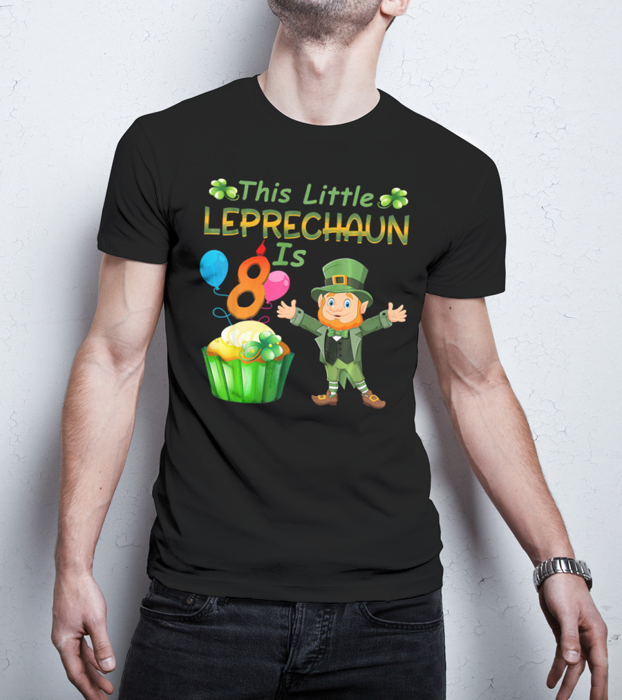 This Little Leprechaun Is 8 Birthday Cupcake Balloons T-Shirt